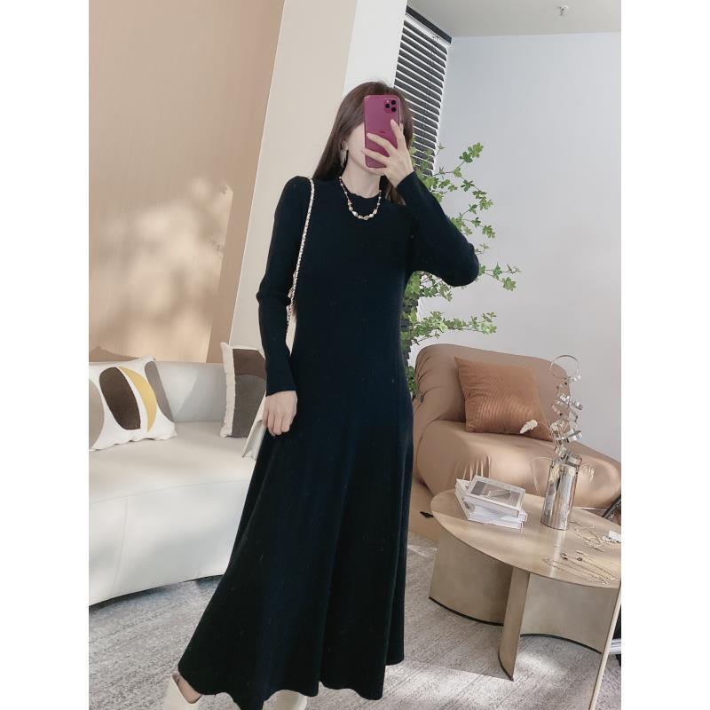 小立领显瘦毛织连衣裙505