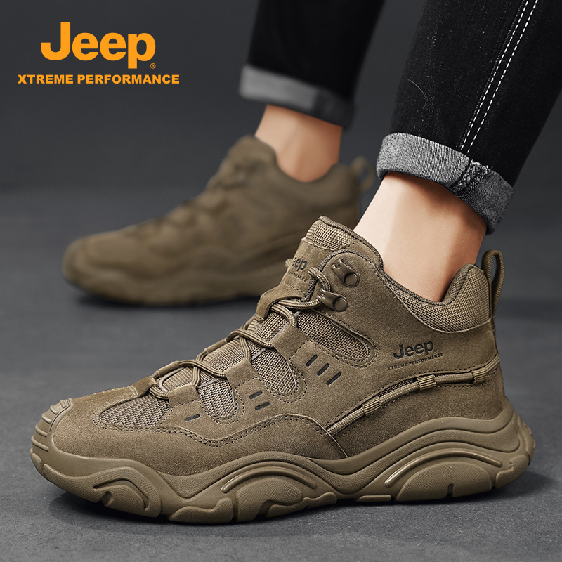 Jeep吉普马丁靴男2025秋季新款复古增高户外登山防滑鞋耐磨工装靴