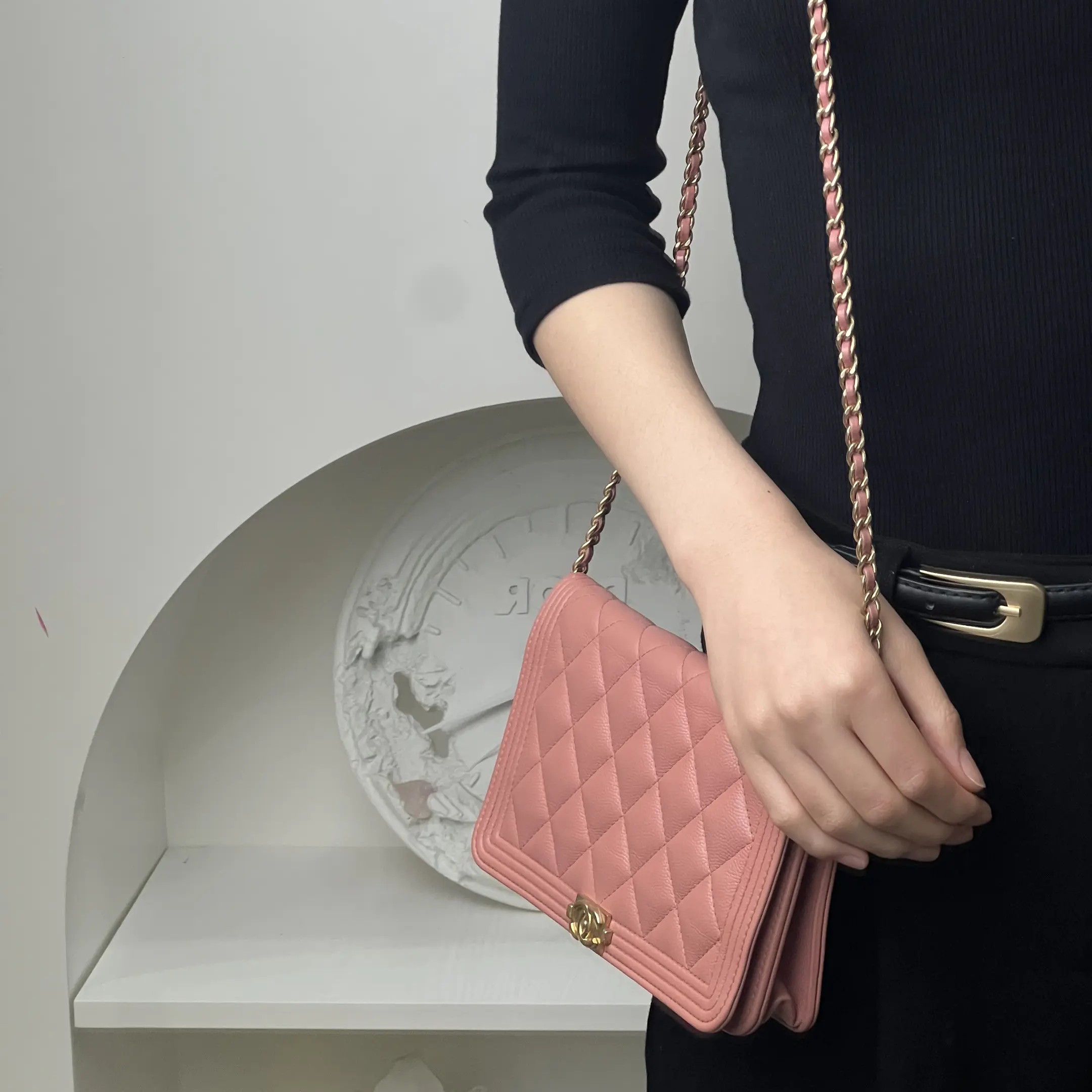 99新 Chanel/香奈儿 leboy  woc粉金荔枝纹/甄选