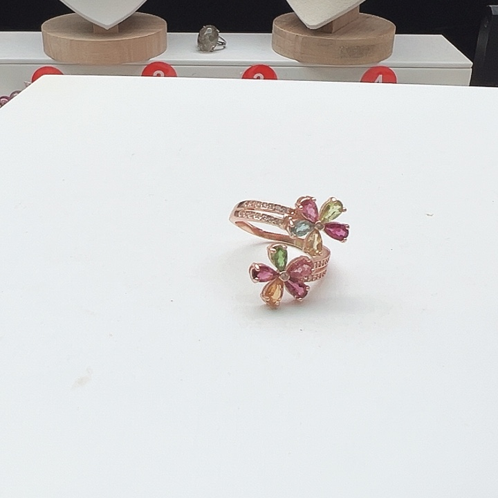 戒指银S925镶嵌碧玺6号