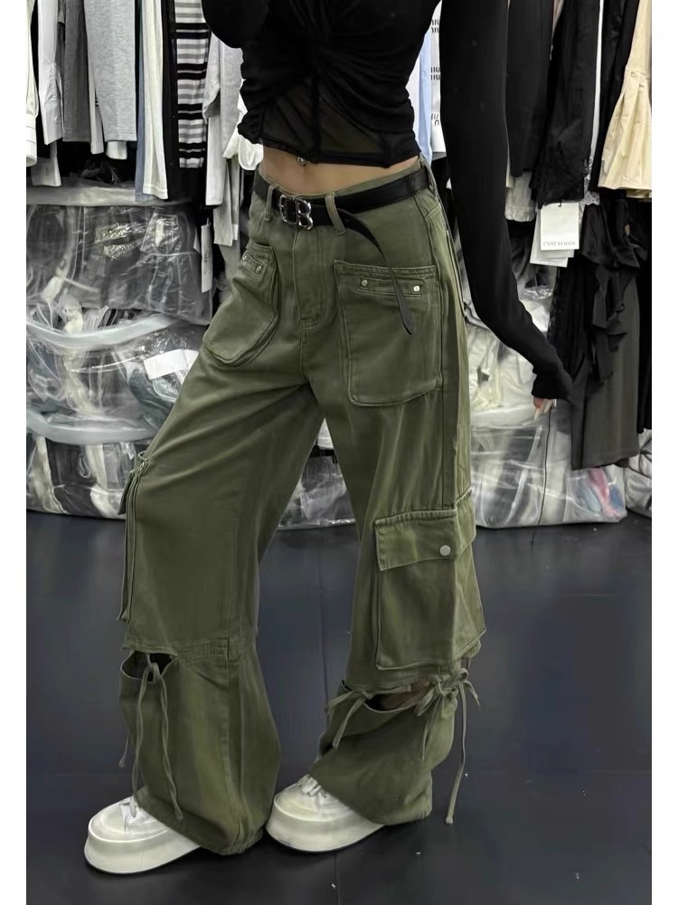 【076-100合集链接非主图）牛仔小众特色款水洗软牛仔工装裤