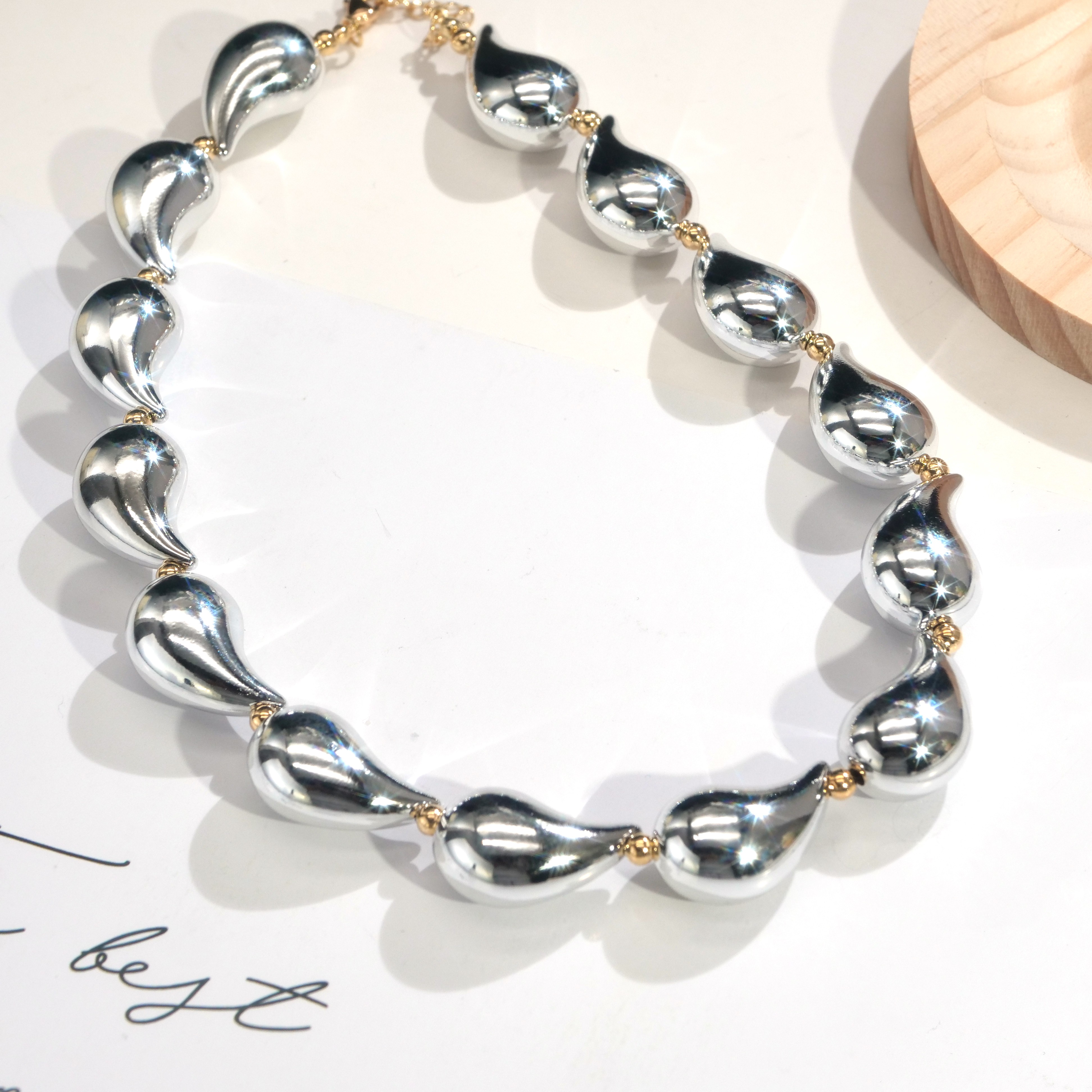 铜合金项链 05822时尚气质大水滴相连个性项链