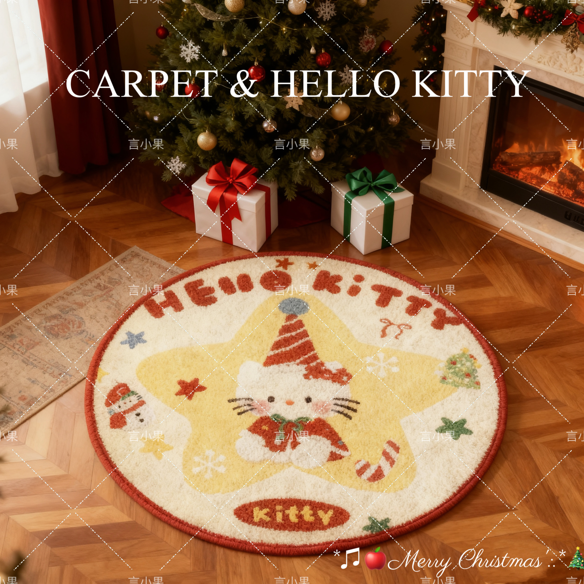 毛绒地毯圣诞五星百搭仿羊绒耐用加厚床边飘窗阳台地毯地毯2
