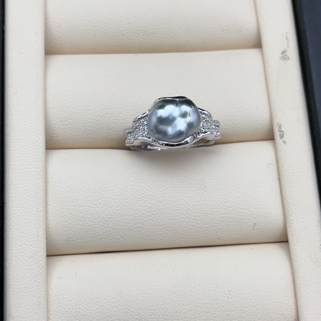 海水珍珠戒指银S925镶嵌