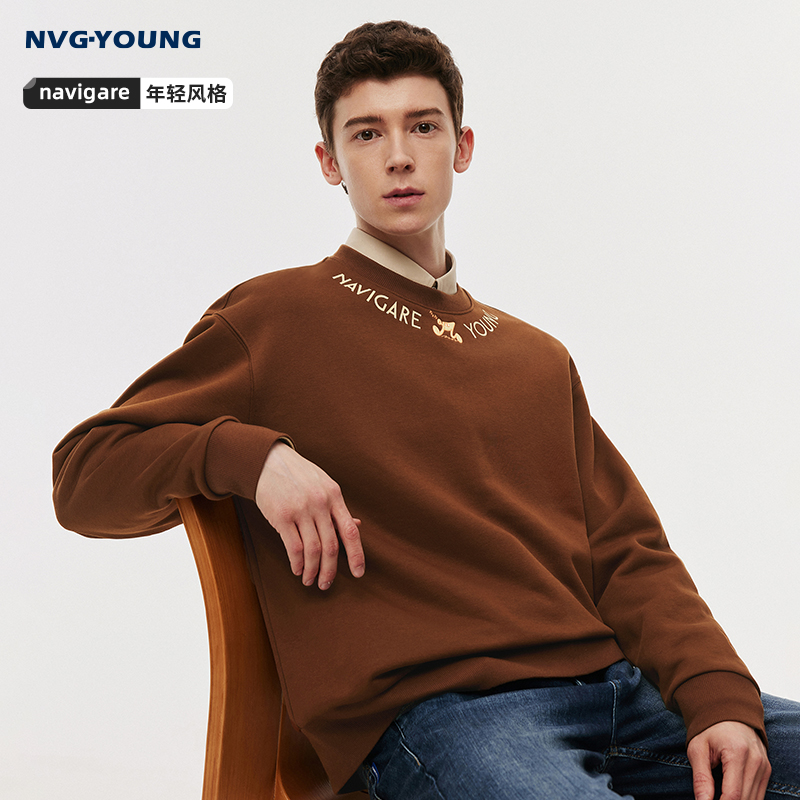[磨毛]NVGYOUNG意大利小帆船休闲美拉德卫衣男秋季新款保暖套头衫