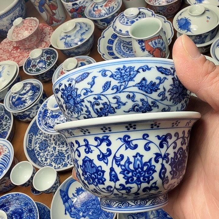 夜***露手绘一对普洱杯➕压手杯