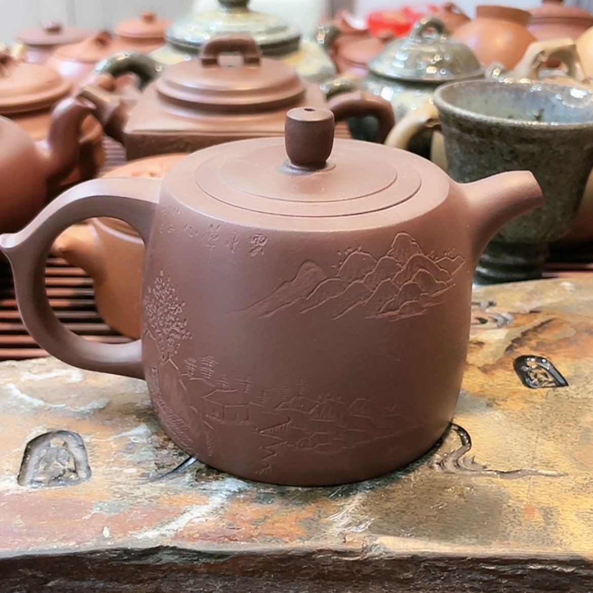 【闪购商品】紫砂茶壶刻绘井兰