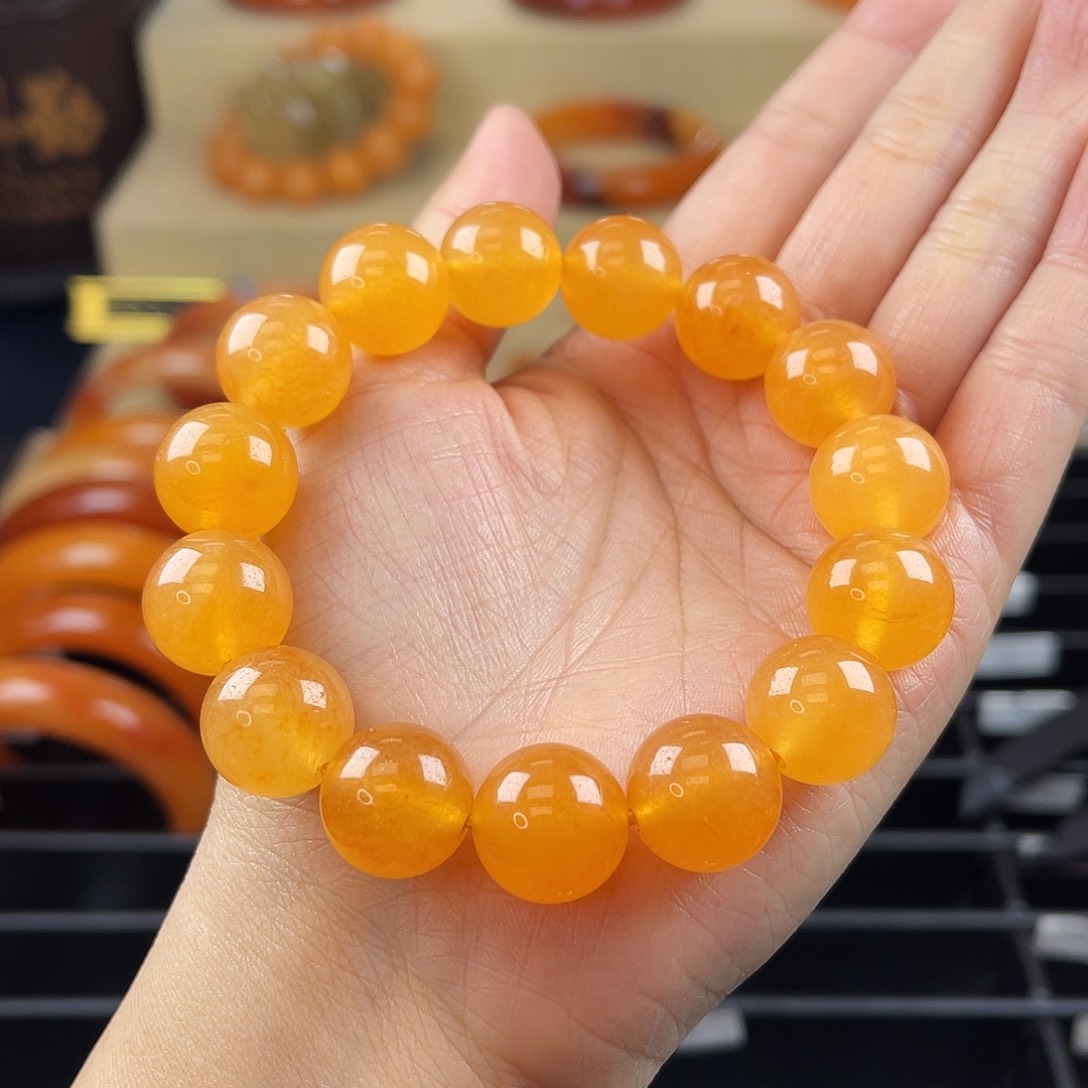 未镶嵌石英质玉（黄龙玉）手链黄龙手串 走基地卡14