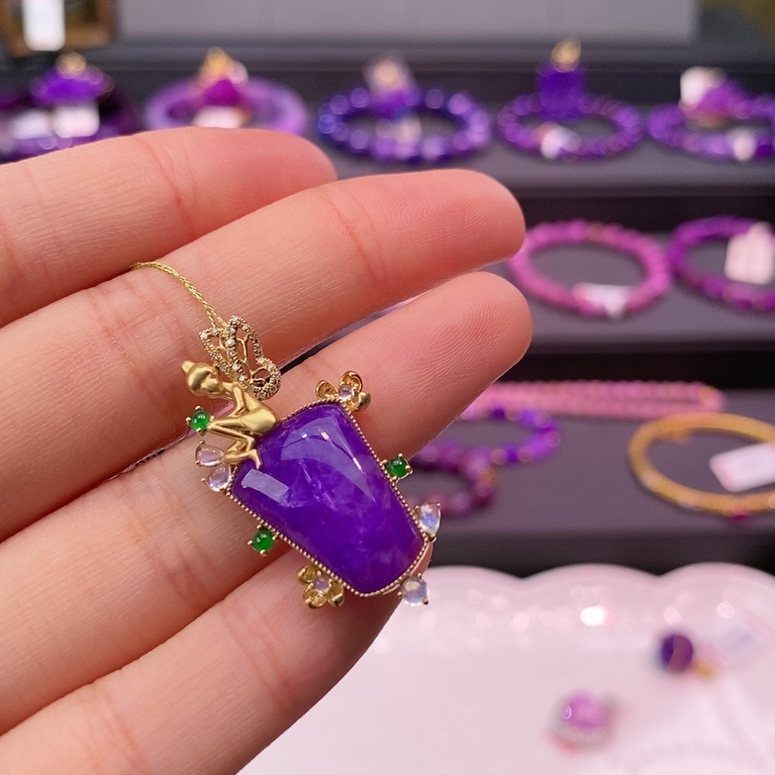 苏纪石（舒俱来）18K金镶嵌吊坠(不含链)