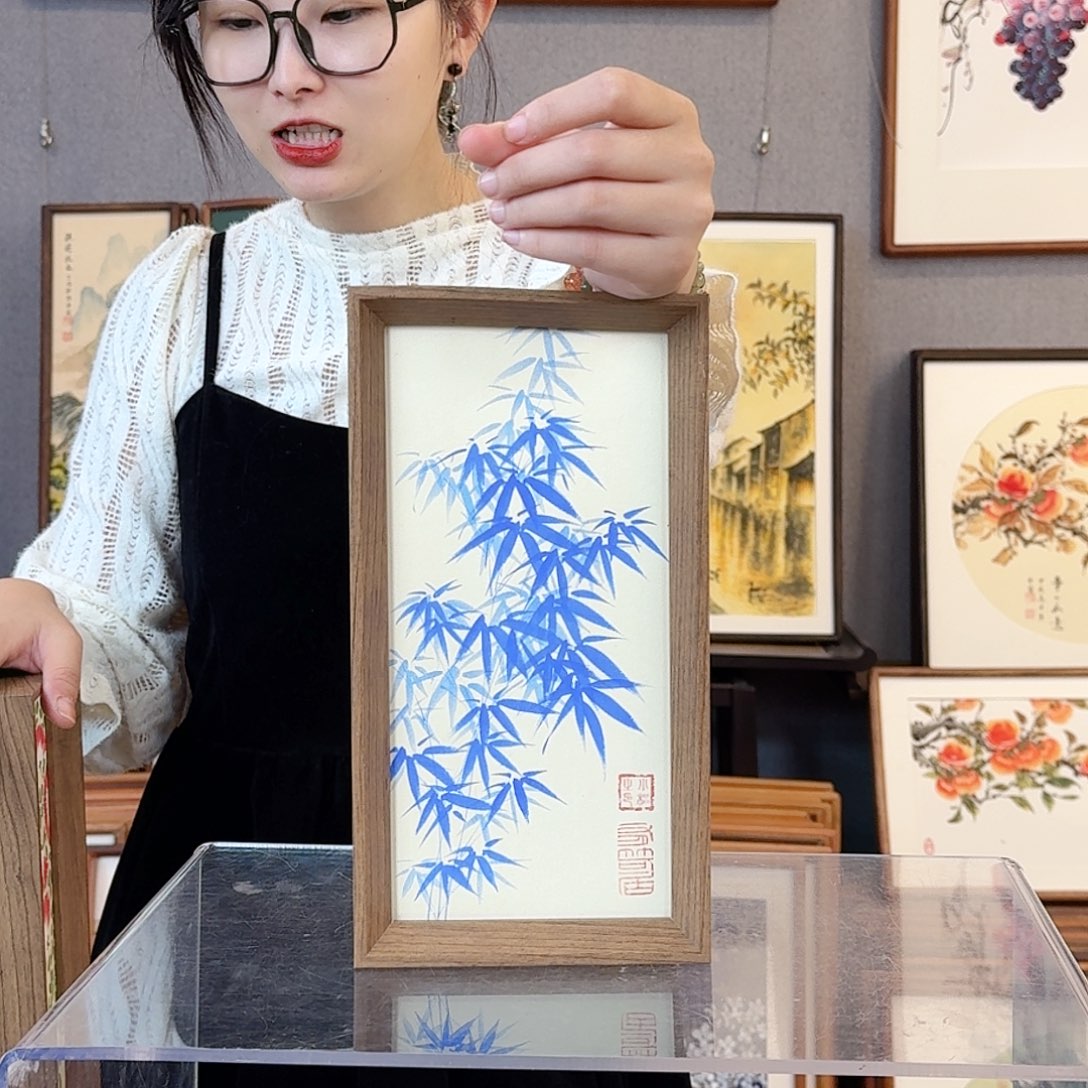 书法纯手绘，纯手写带框尺寸：16×29厘米