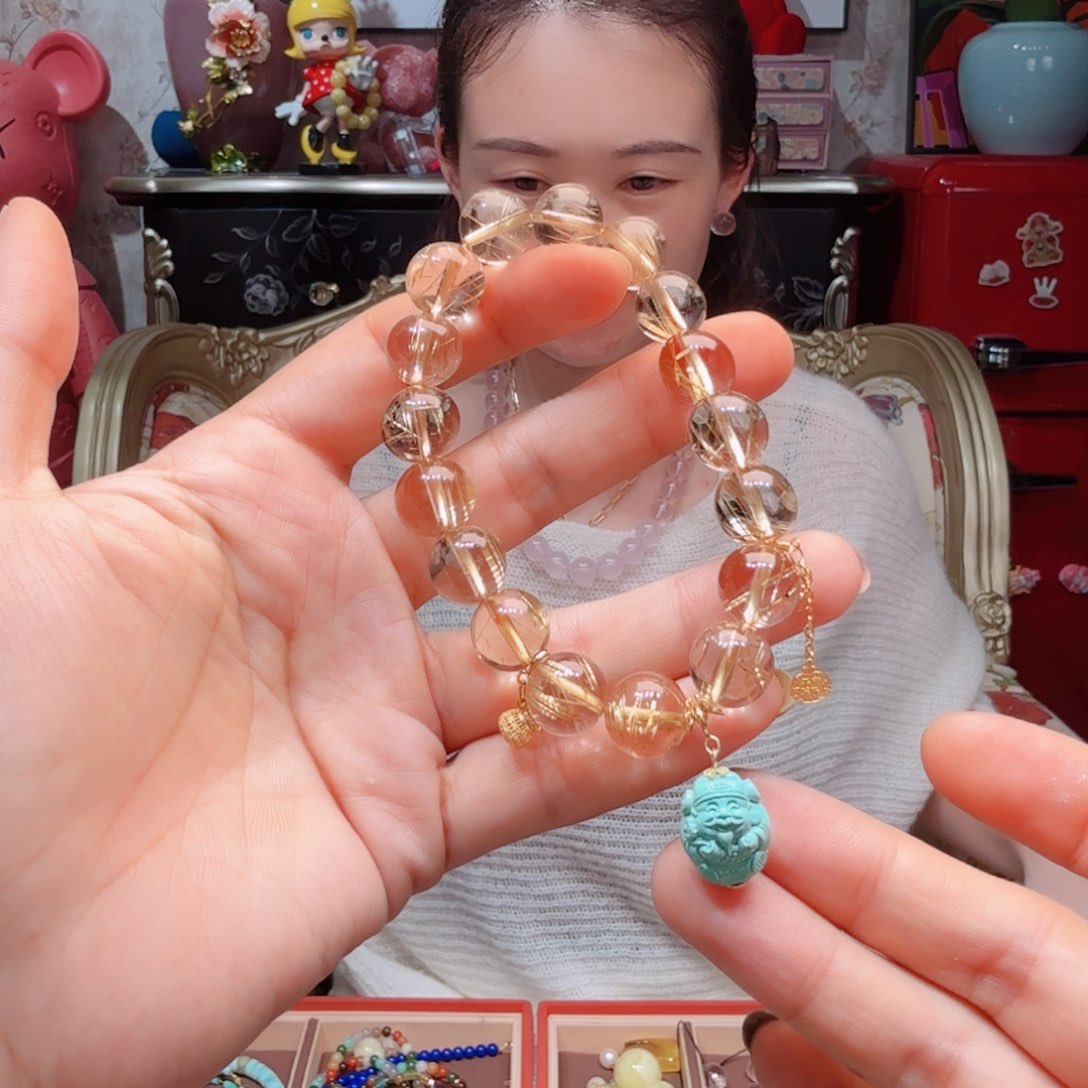 水晶手链18K金镶嵌手串