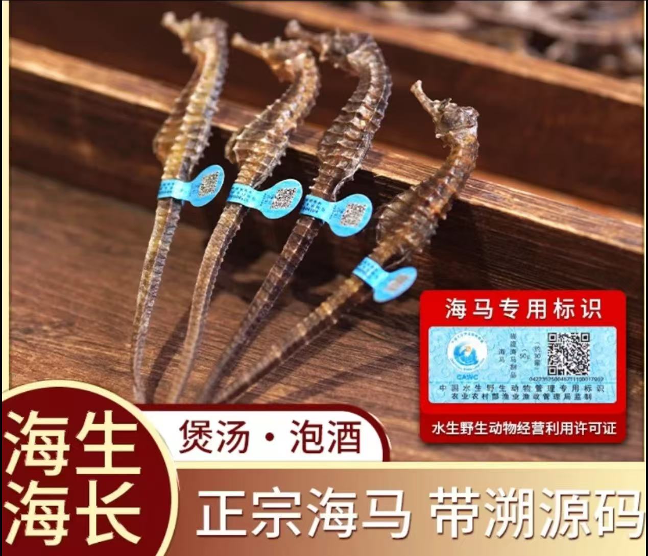 【3-4克特大马】海马干货带溯源码泡酒炖汤靓靓货海马泡酒配方