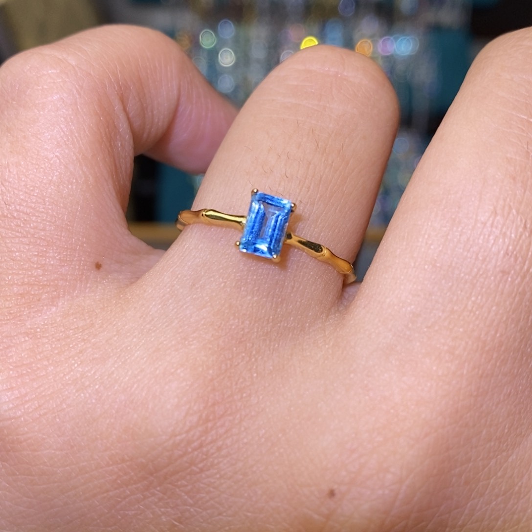 托帕石戒指银S925镶嵌