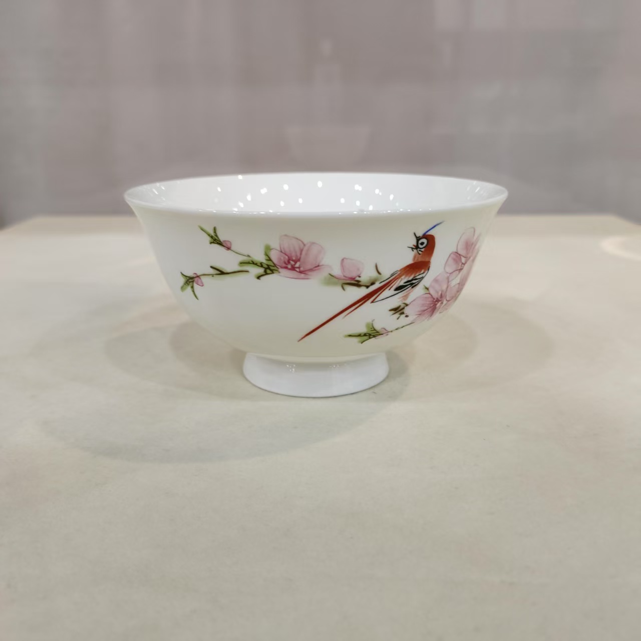 W-00041/水点桃花陶瓷碗