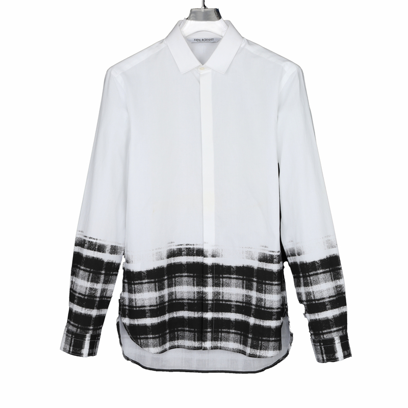   NEIL BARRETT 男式正肩纯棉长袖衬衫格纹上衣PBCM341.S1204.526