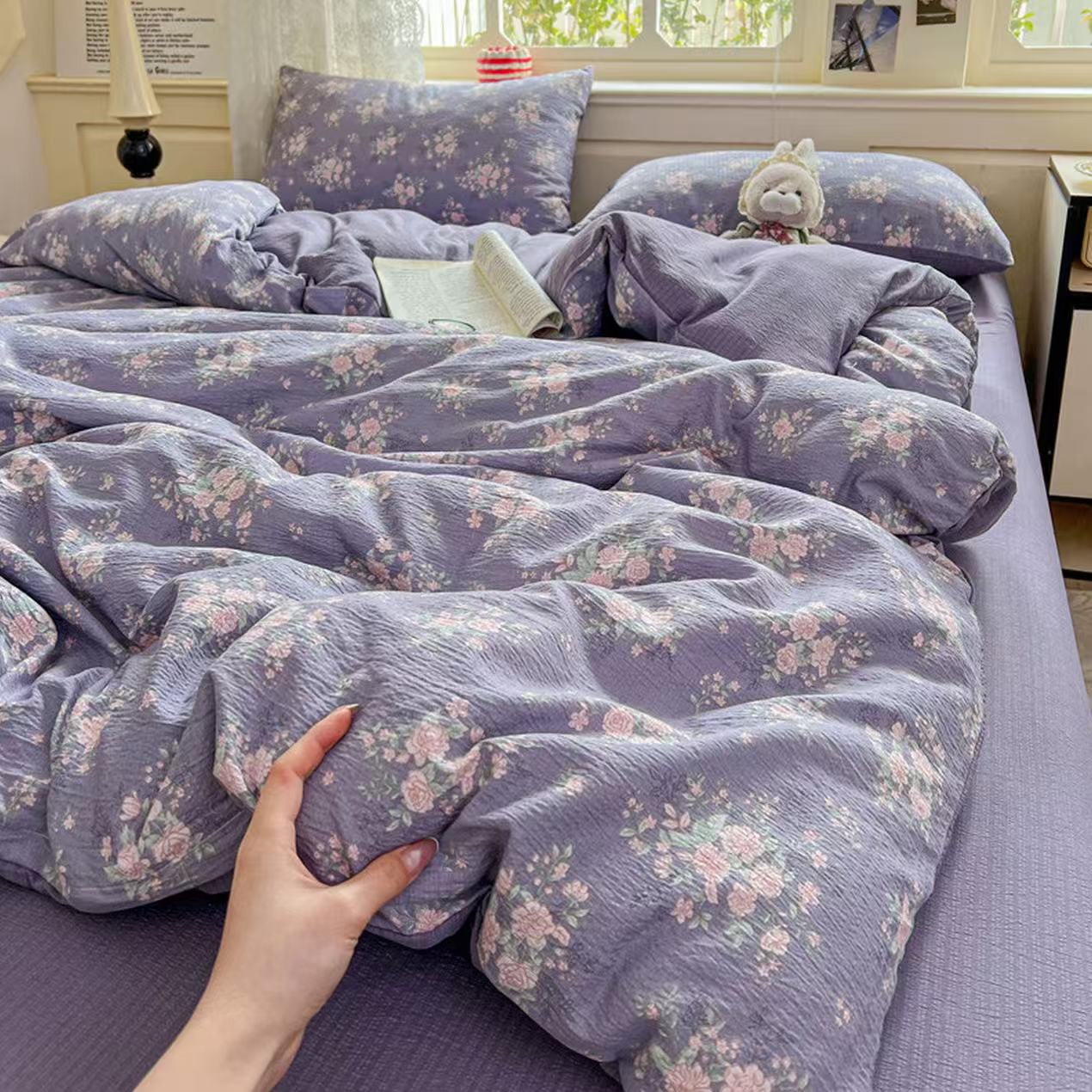 【同款被罩】水洗泡芙棉提花有氧单被套小清新可爱被罩-F