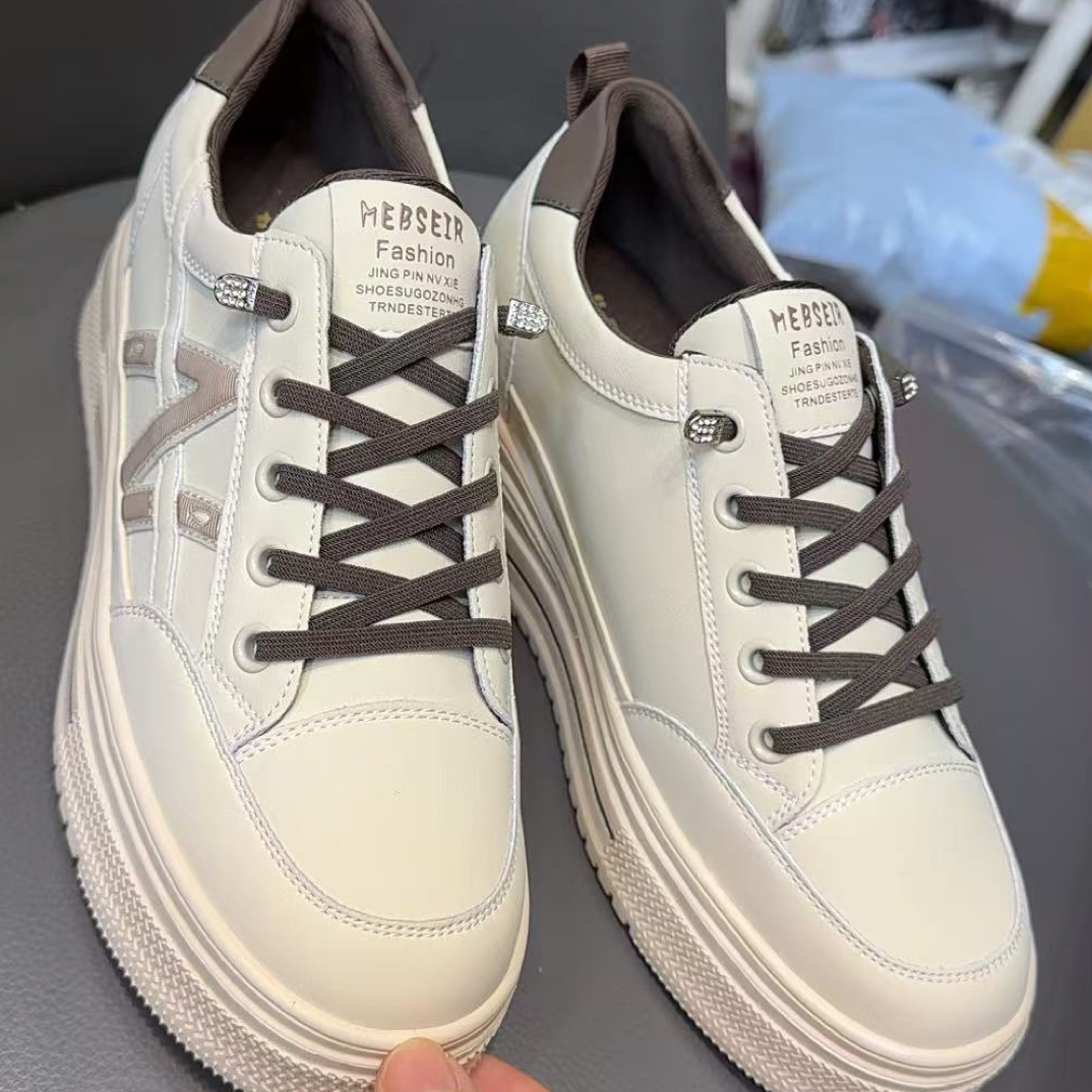 女款秋款一脚蹬内增高百搭小白鞋时尚休闲厚底板鞋