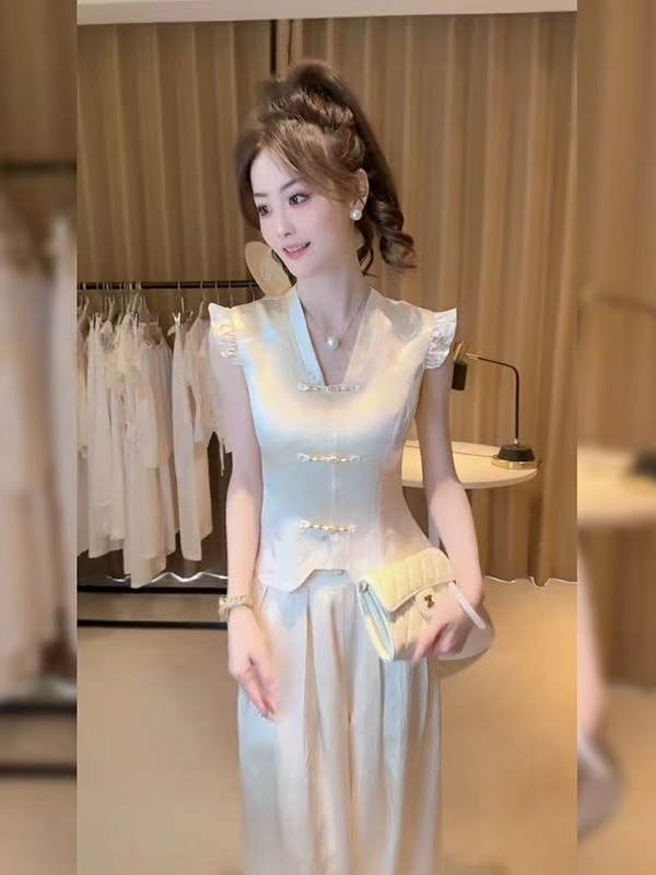 休闲风小众法式修身新中式ins风显瘦时尚套装礼服阴阳师联名