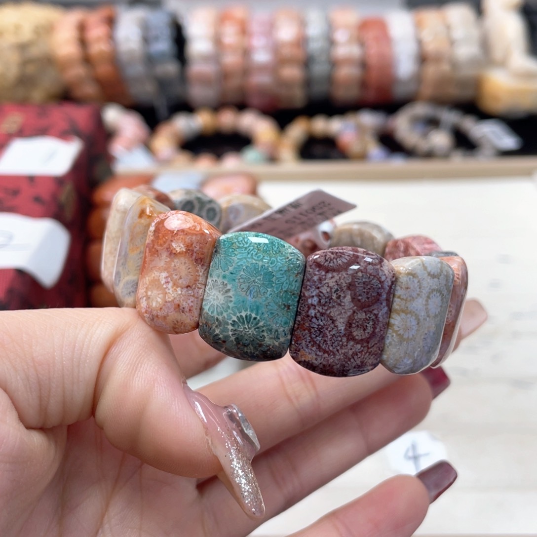 硅化珊瑚（珊瑚玉）手链未镶嵌记***好122