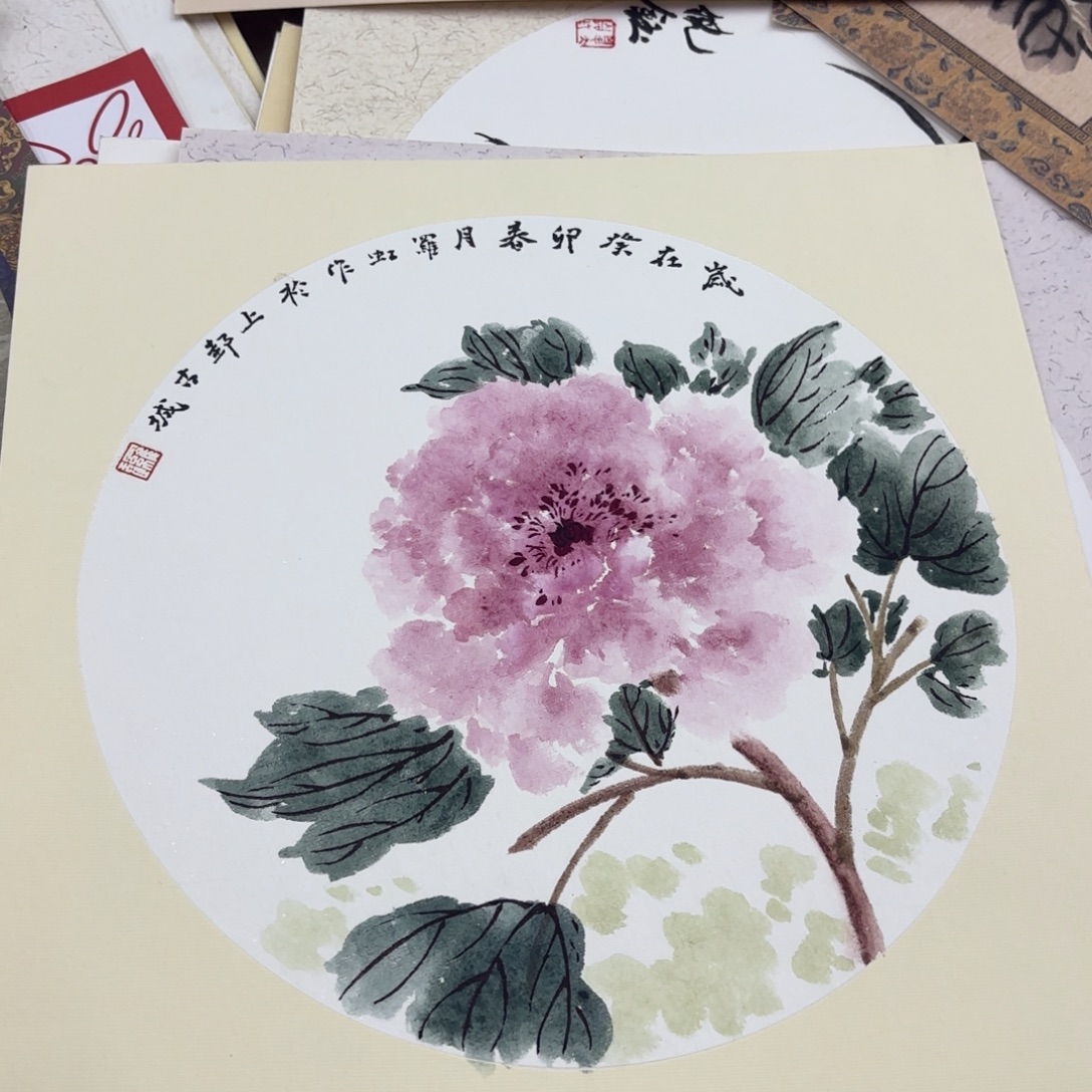 国画罗红33卡纸花鸟童