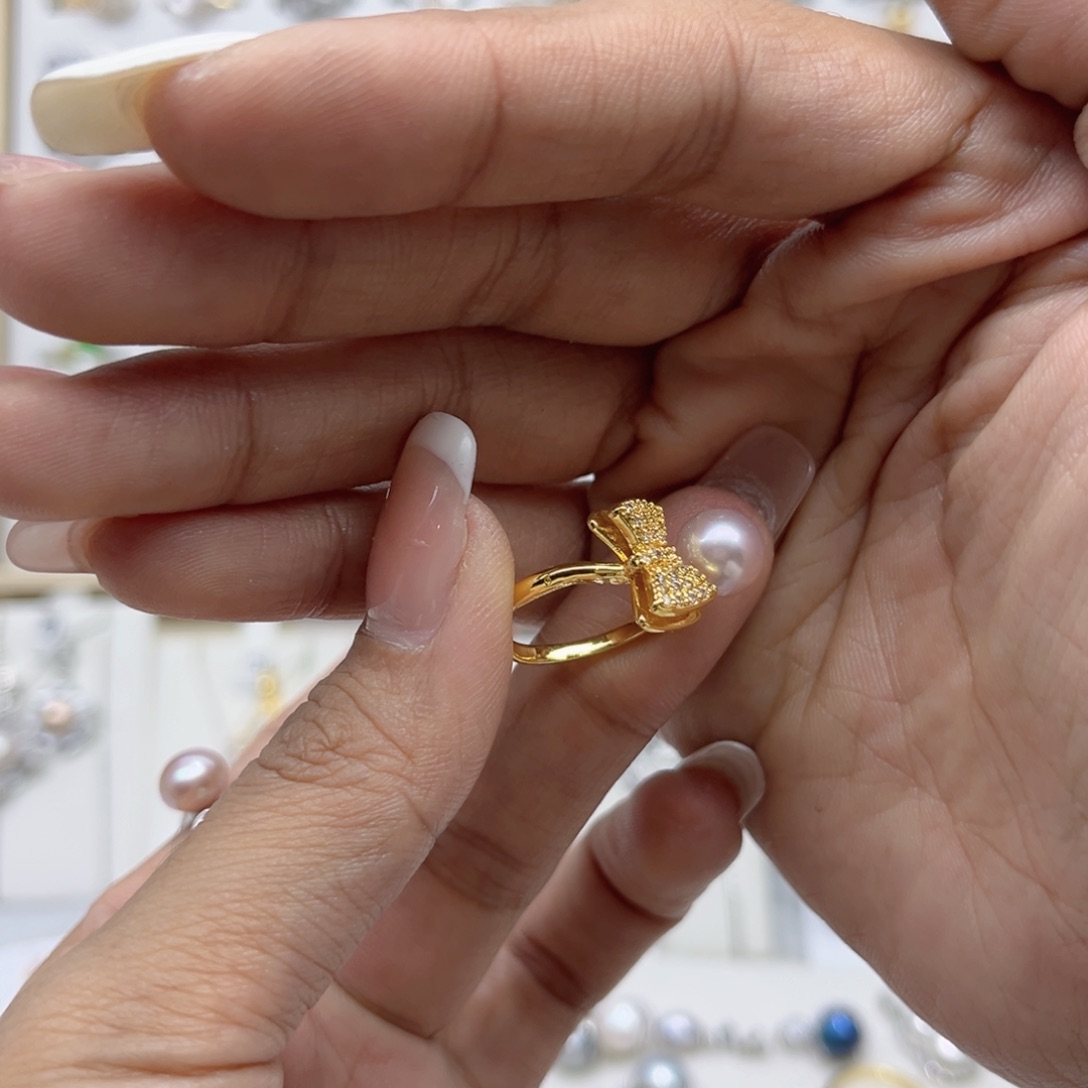 多***水淡水珍珠合金戒指
