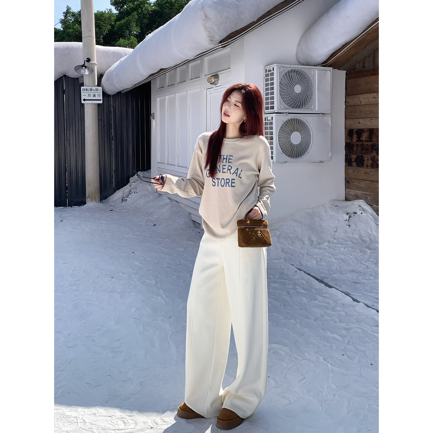 甜辣多多【羊毛蚕丝冬日裤】直筒弯刀阔腿裤秋冬复合加厚保暖长裤