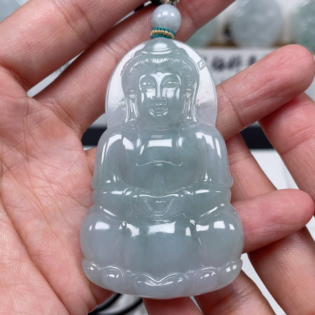 翡翠颈饰未镶嵌天然翡翠A货观音82号