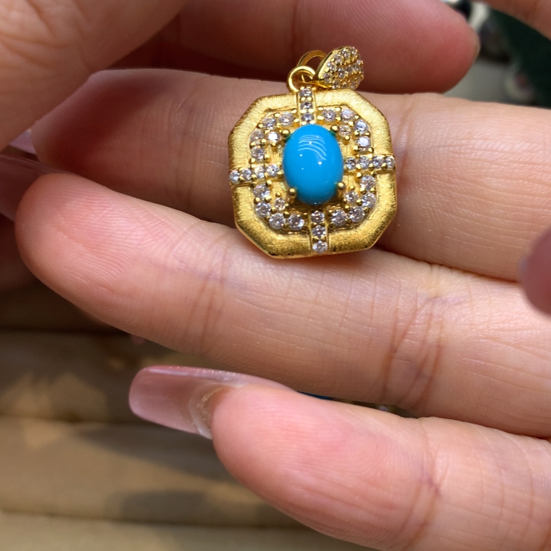 银S925镶嵌绿松石颈饰