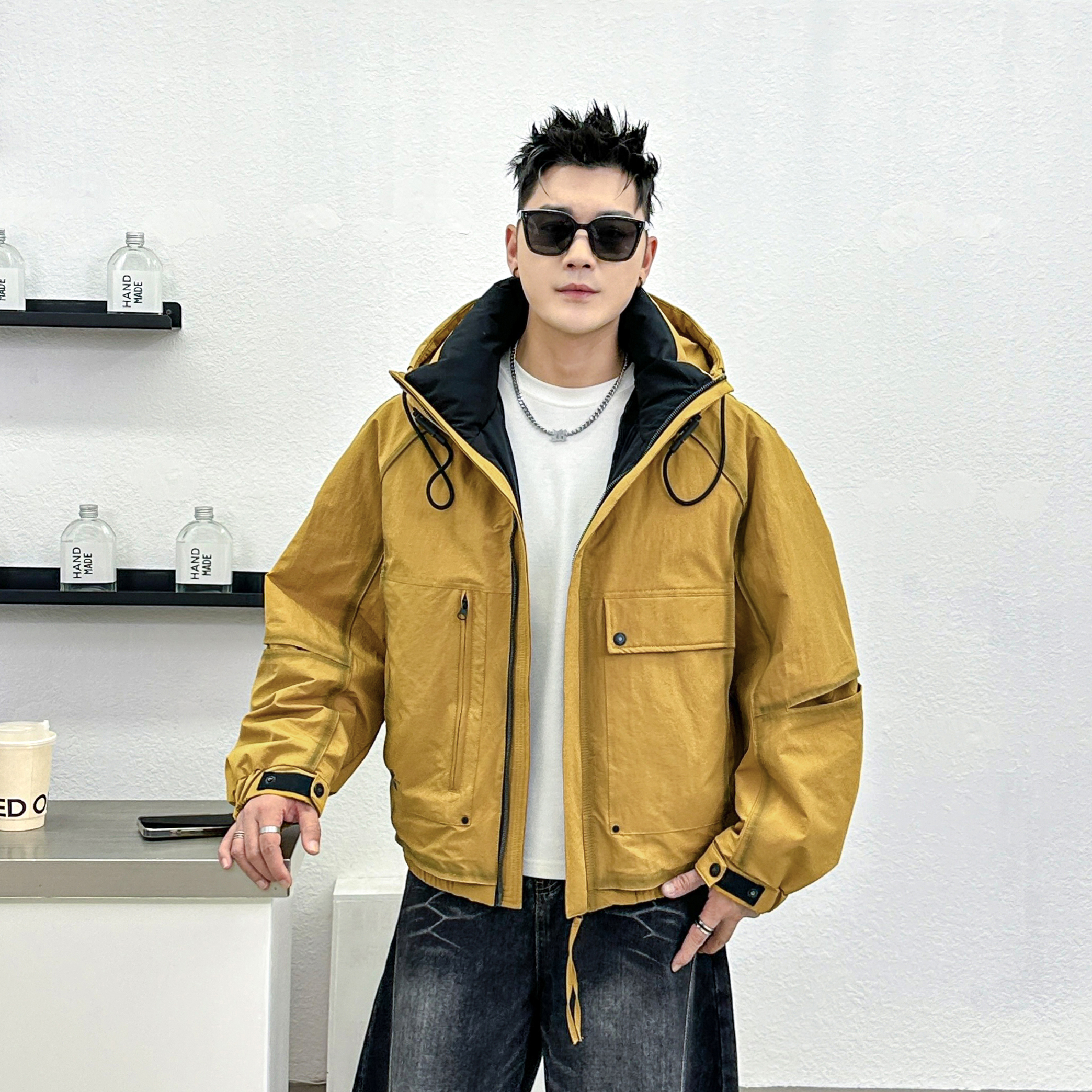 313-316短款羽绒服冬季新款连帽防风保暖男款潮牌外套25015
