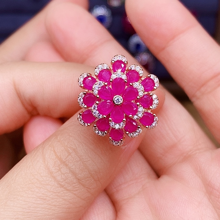 红宝石银S925镶嵌戒指