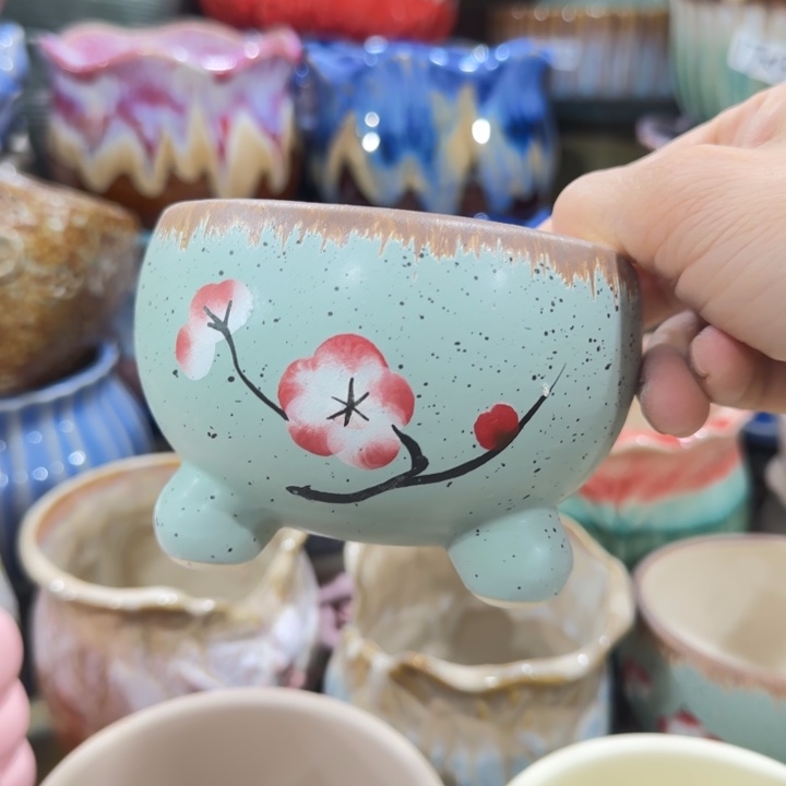 凑9块包邮，有孔，陶瓷花盆