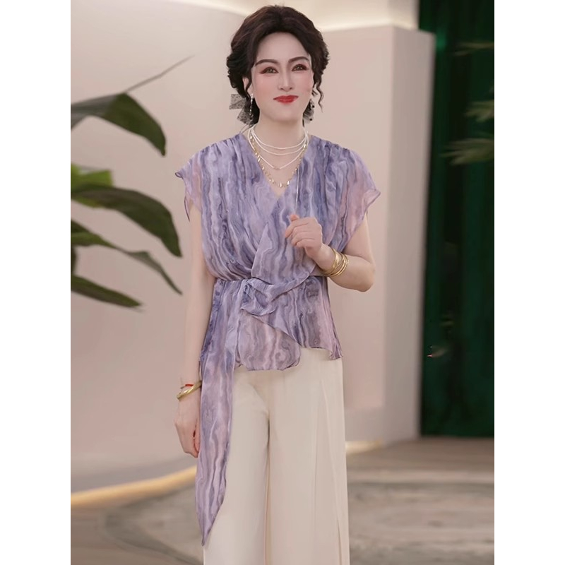 M0916 夏装两件套2025年时尚新款中国风休闲气质显瘦轻奢妈妈装女