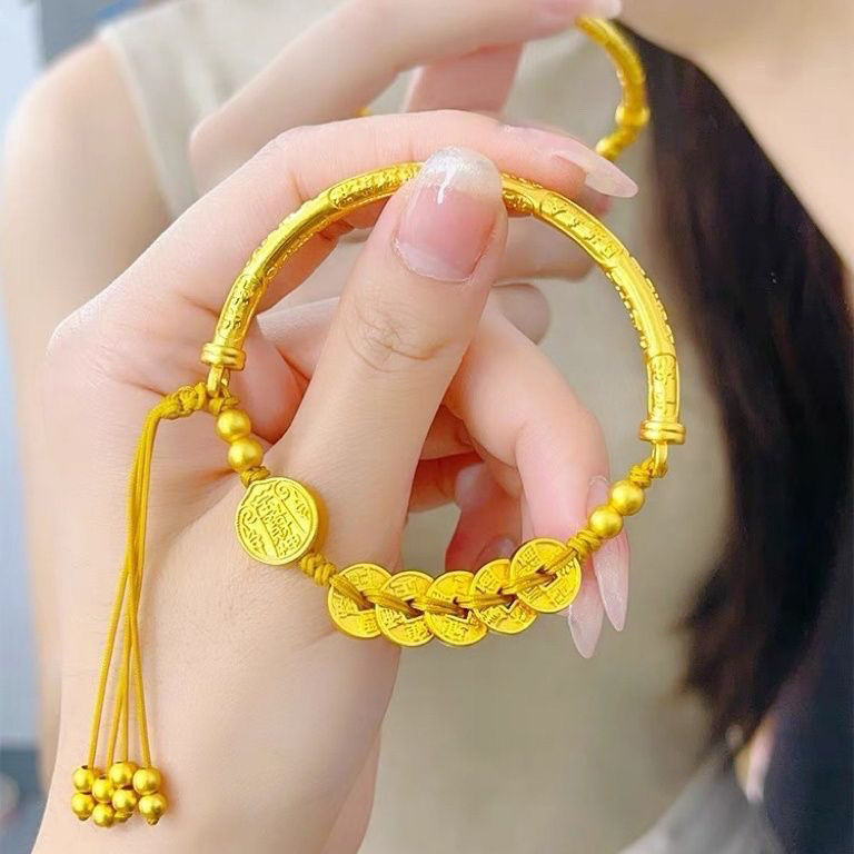 合金手链 合金手链饰品金色五路财神手链