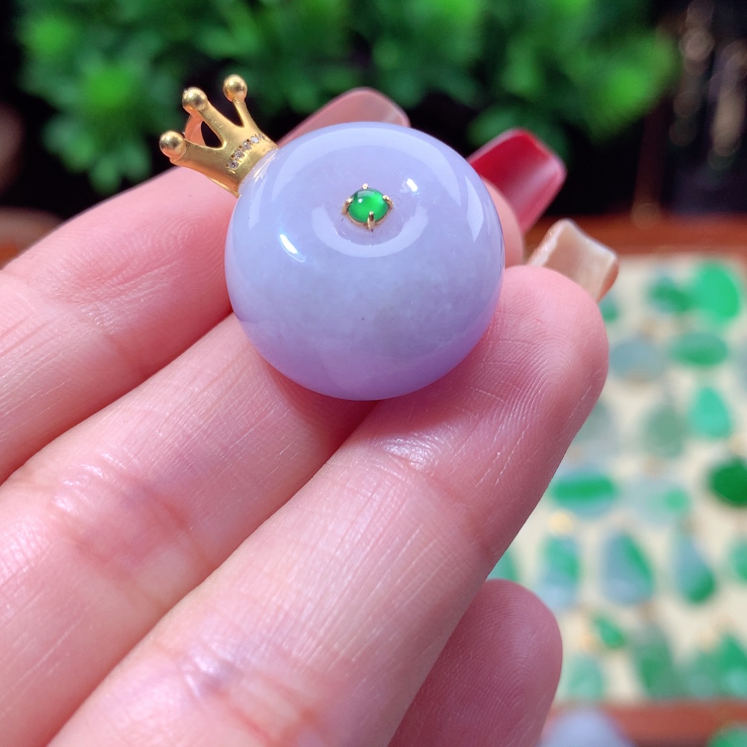 翡翠吊坠(不含链)18K金镶嵌