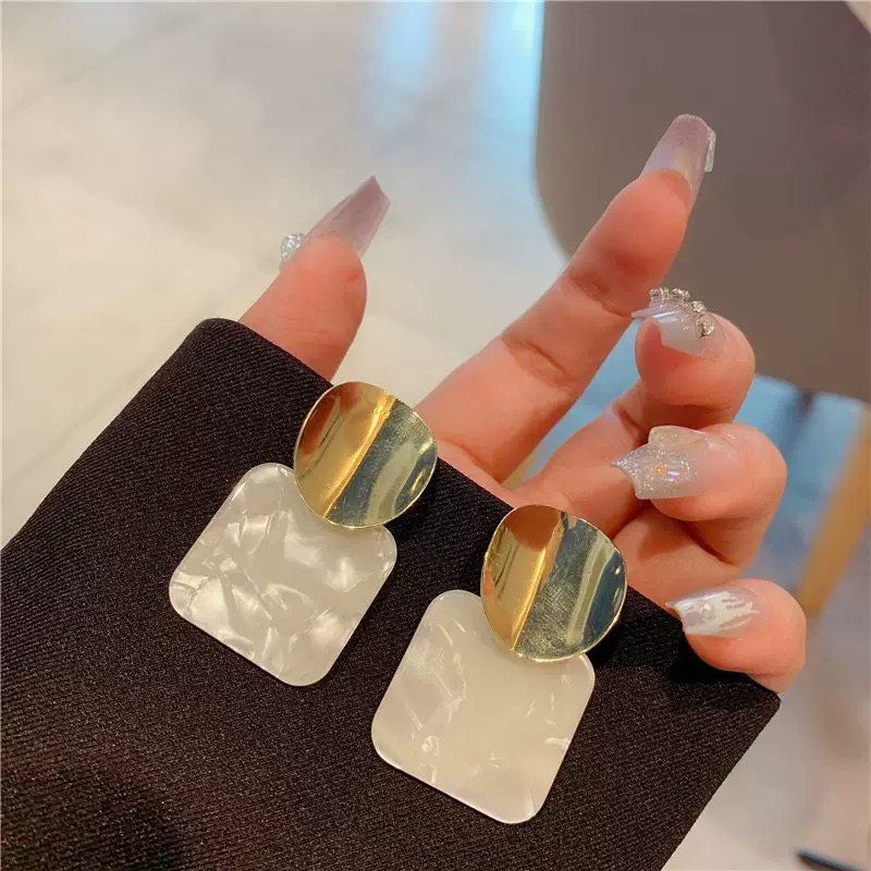 非金属耳饰 欧美复古几何亚克力耳环女轻奢大气夸张耳坠网红同款