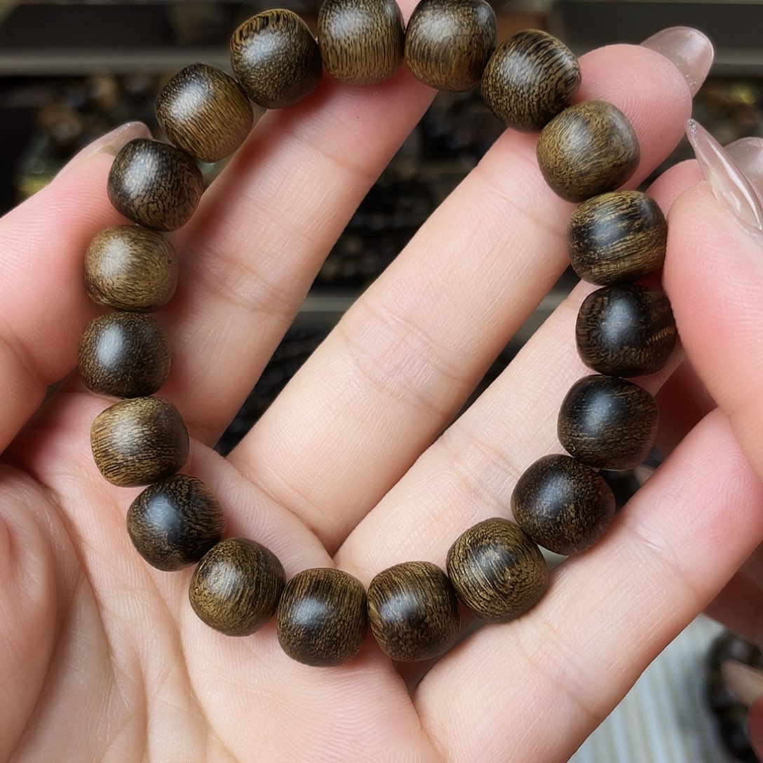 手串沉香越南芽庄老白棋玉化老料瘤疤虎皮1.0