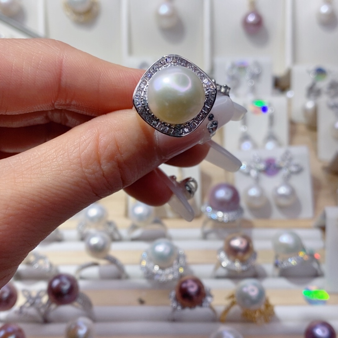 淡水珍珠戒指合金