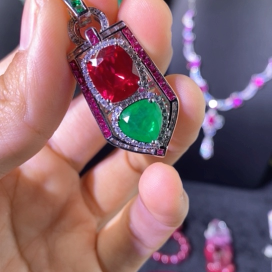 戒指红宝石银S925镶嵌