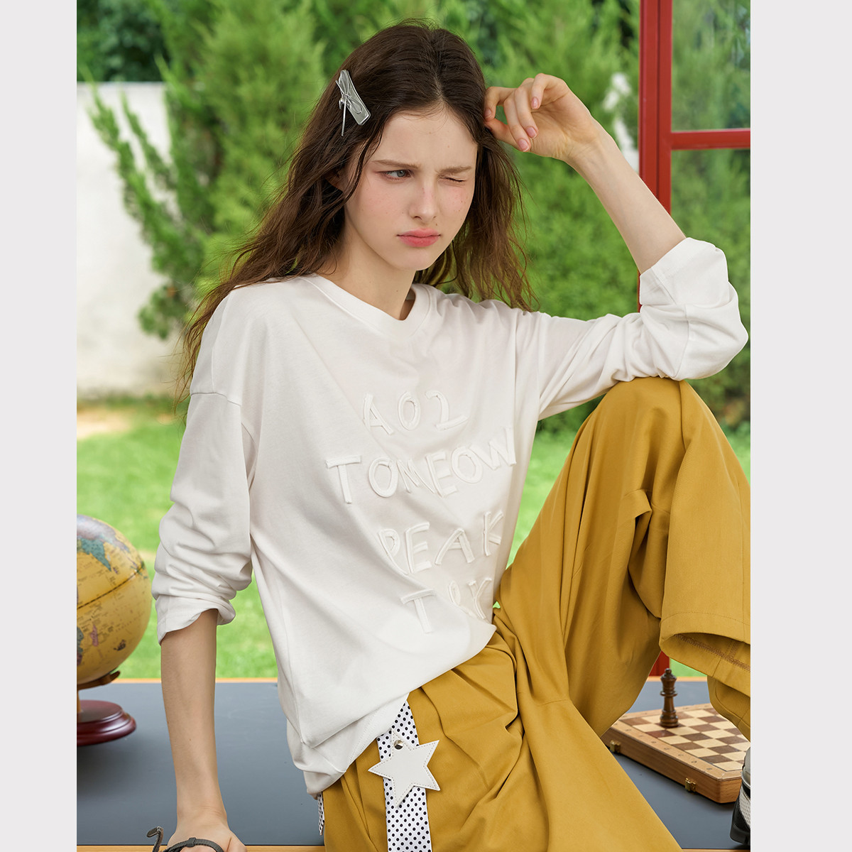 【茉茉专属】纯色简约设计感小众宽松圆领上衣T恤AEW3T2750