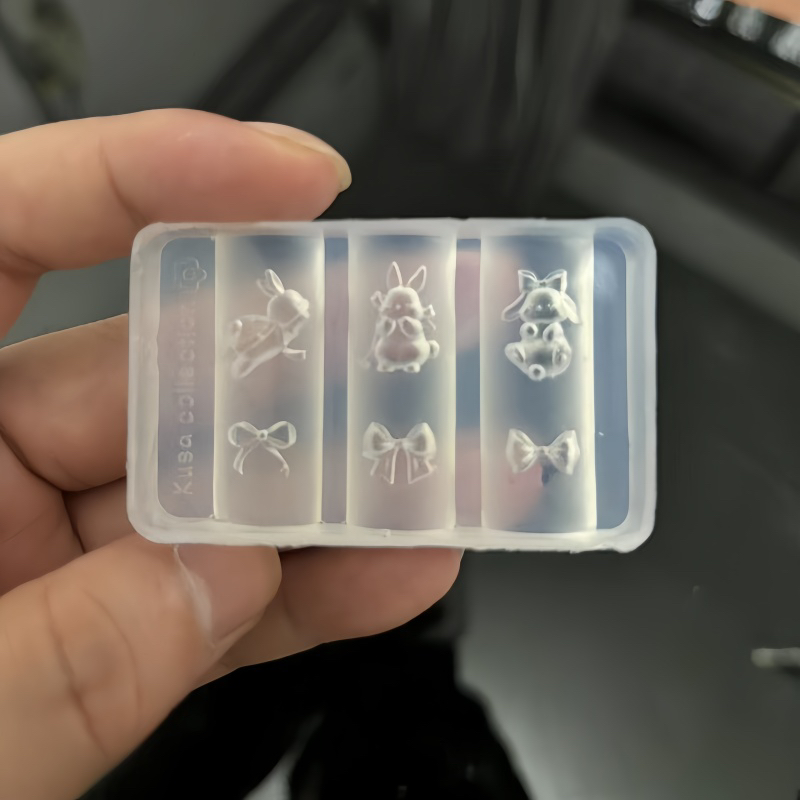 兔兔茶话会花钿花瓣硅胶立体美甲模具创意diy3D指甲饰品工具