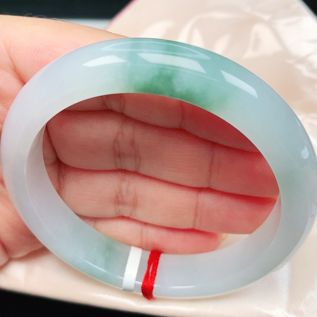 未镶嵌手镯翡翠26冰胶飘花古典韵味