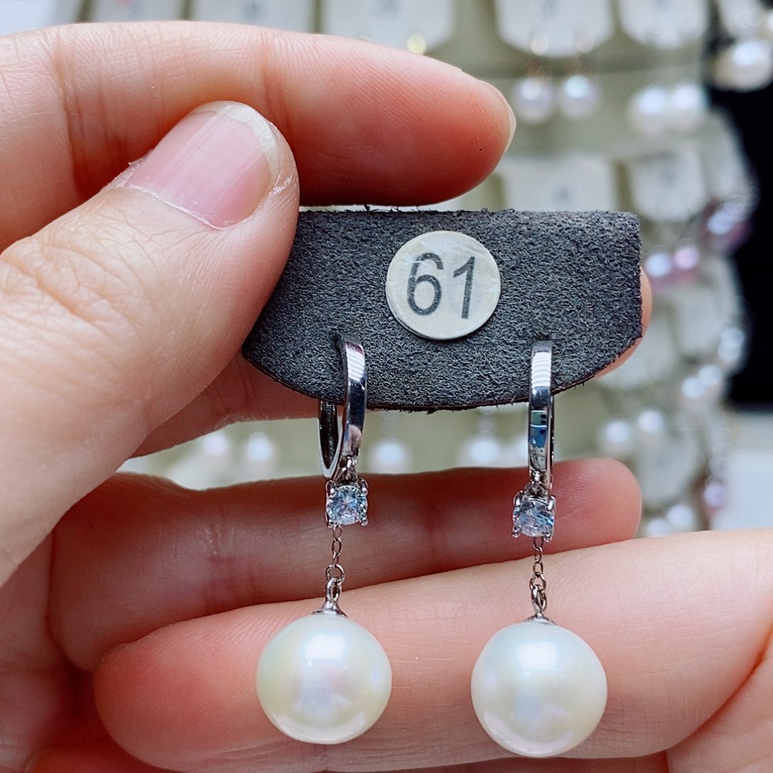 银S925镶嵌淡水珍珠耳饰