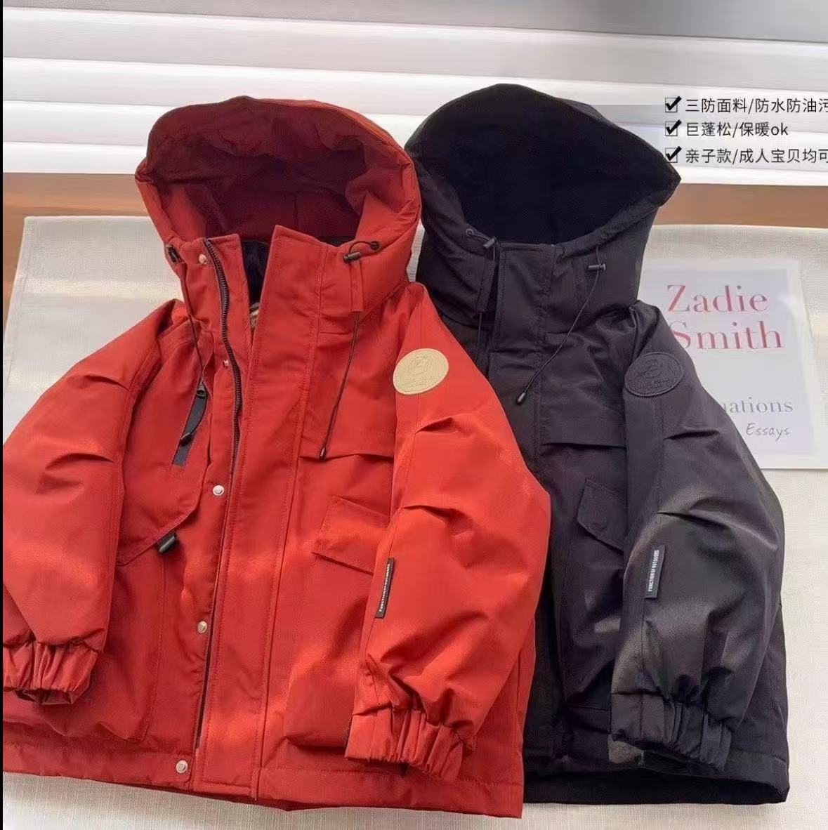 男童2025款加绒加厚保暖男冬季冲锋衣韩版加厚时尚儿童棉服新款潮