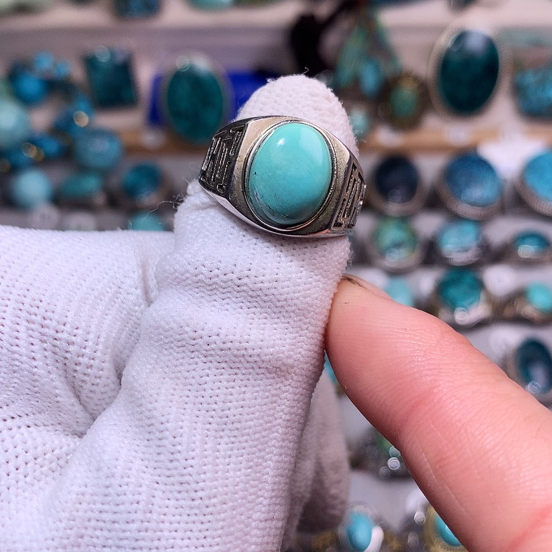 绿松石挂件银S925镶嵌