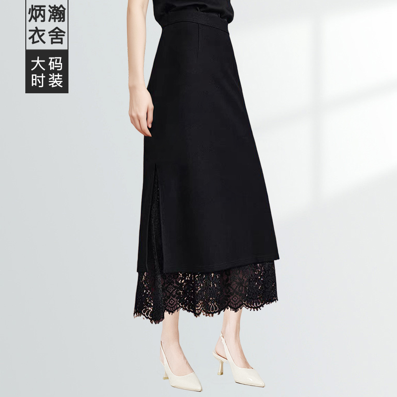 【炳瀚】大码女装新中式25冬季新睫毛蕾丝拼接盘扣裙子BH425ZB16466