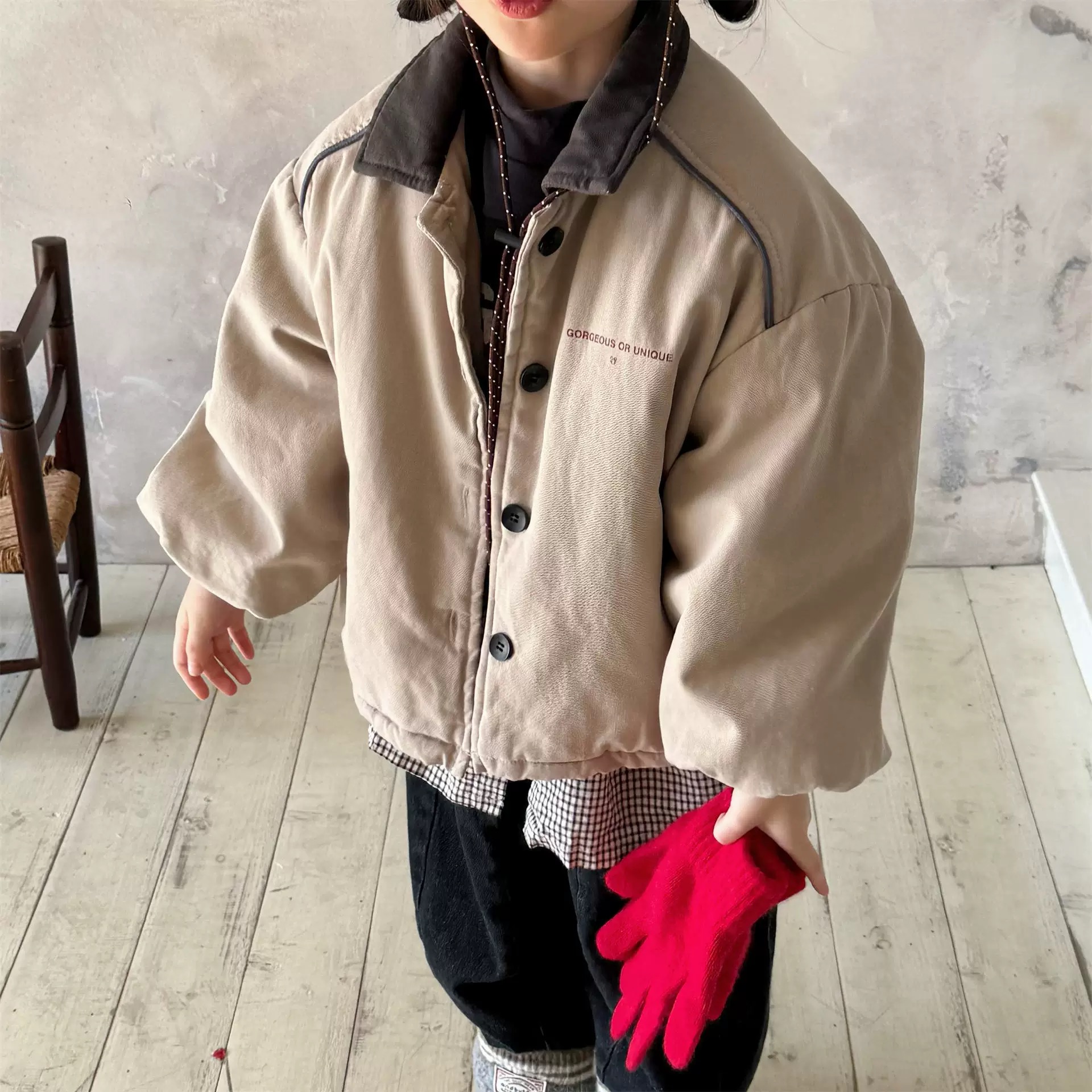 【工装棉袄】儿童韩版工装面包服棉衣冬装男女童加绒外潮