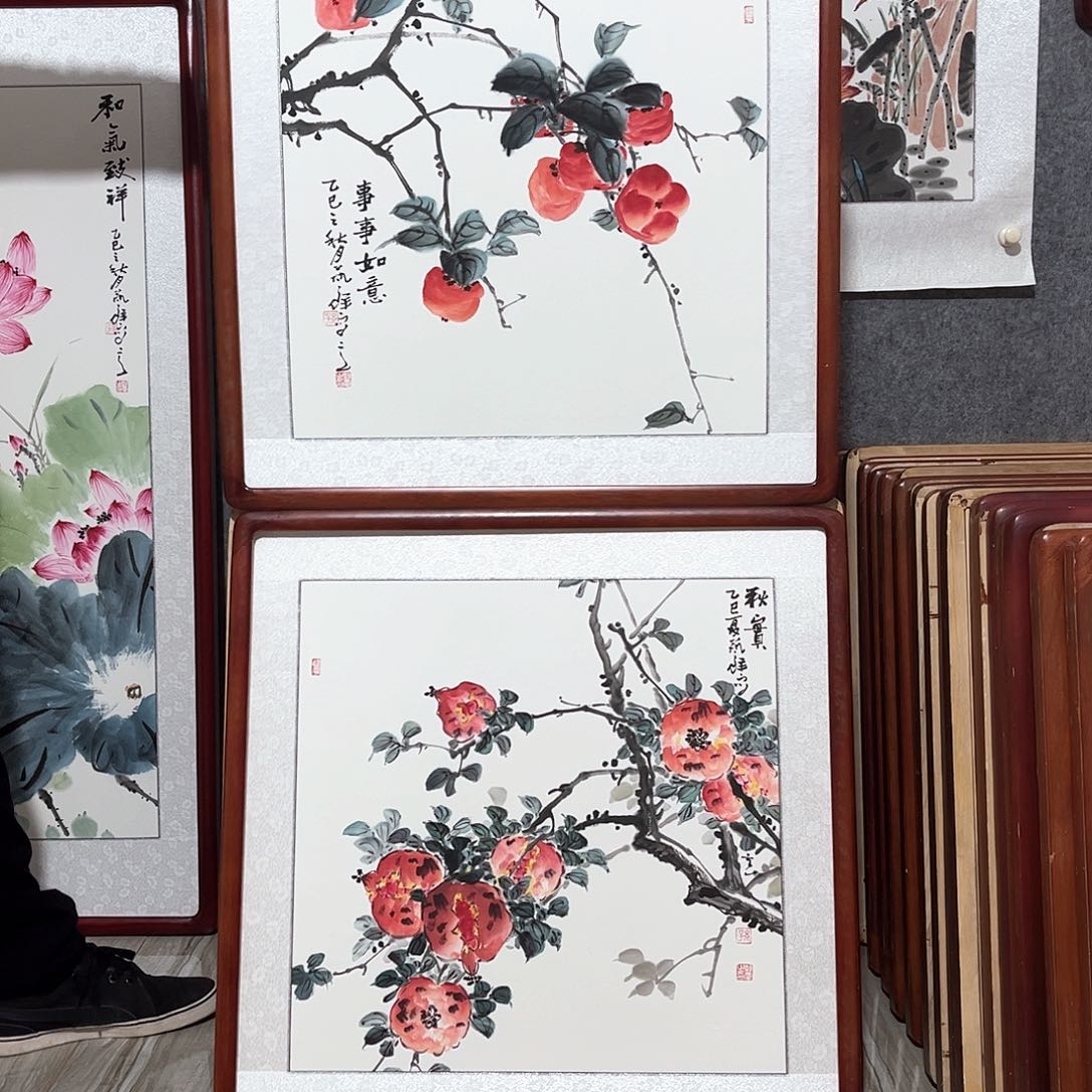 国画书画作品带框63×63