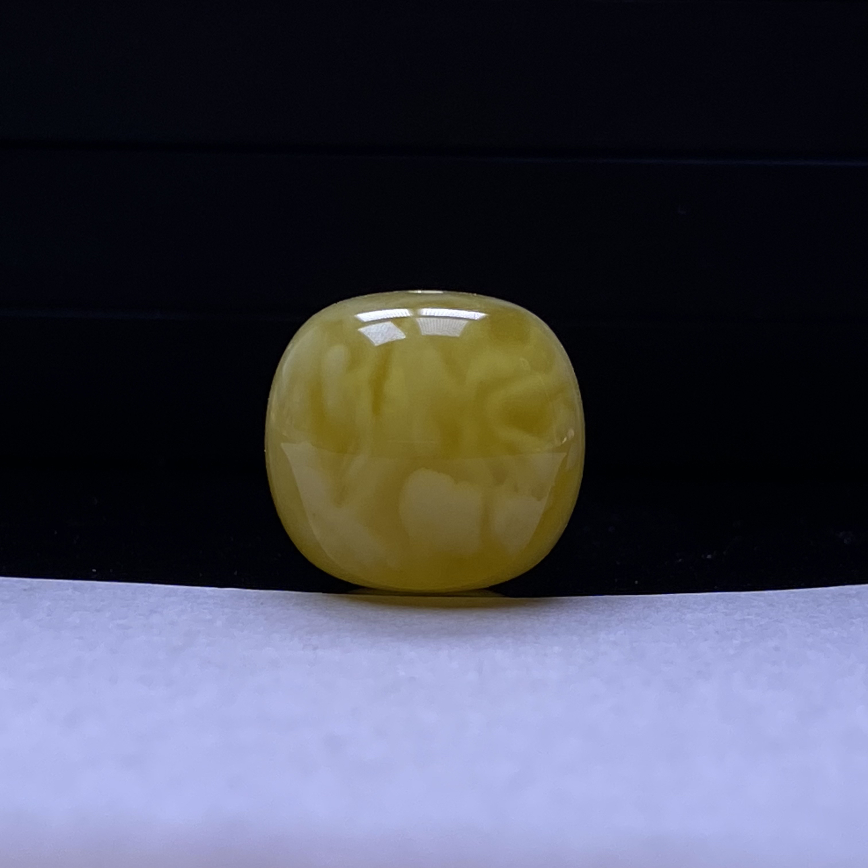 蜜蜡老型单珠橘黄飘花蛋花溶洞精品配饰15.3mm