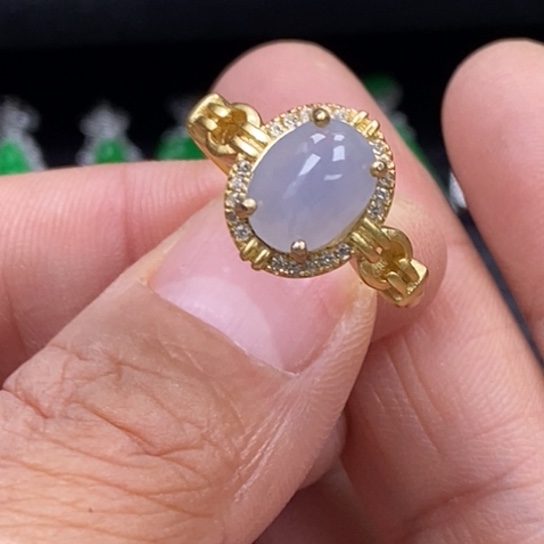 翡翠银S925镶嵌颈饰戒指