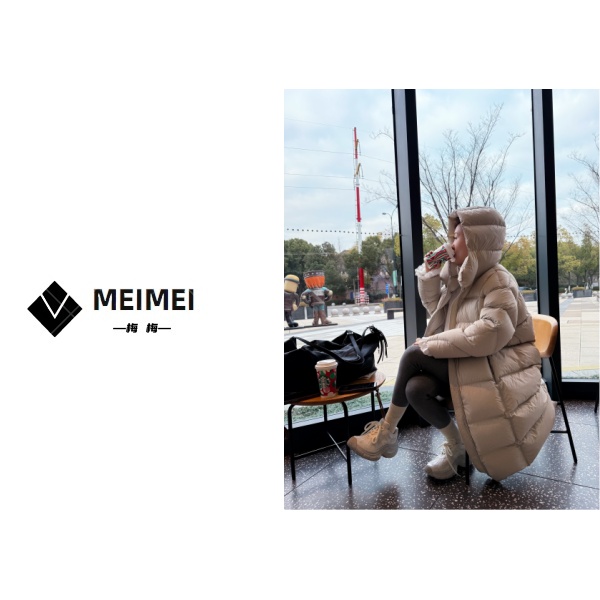 XMM.【泡芙云朵长款新国标90绒】时尚休闲连帽保暖秋冬新款长款泡芙